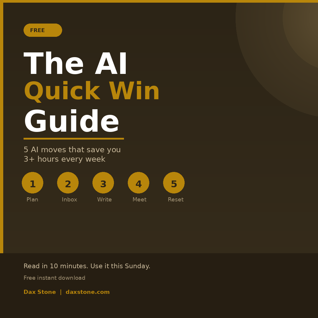 The AI Quick Win Guide — 5 AI Prompts That Save You 3 Hours Every Week (Free Download)
