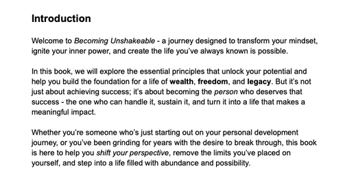 Becoming Unshakeable - Build the Mindset for Wealth, Freedom & Legacy